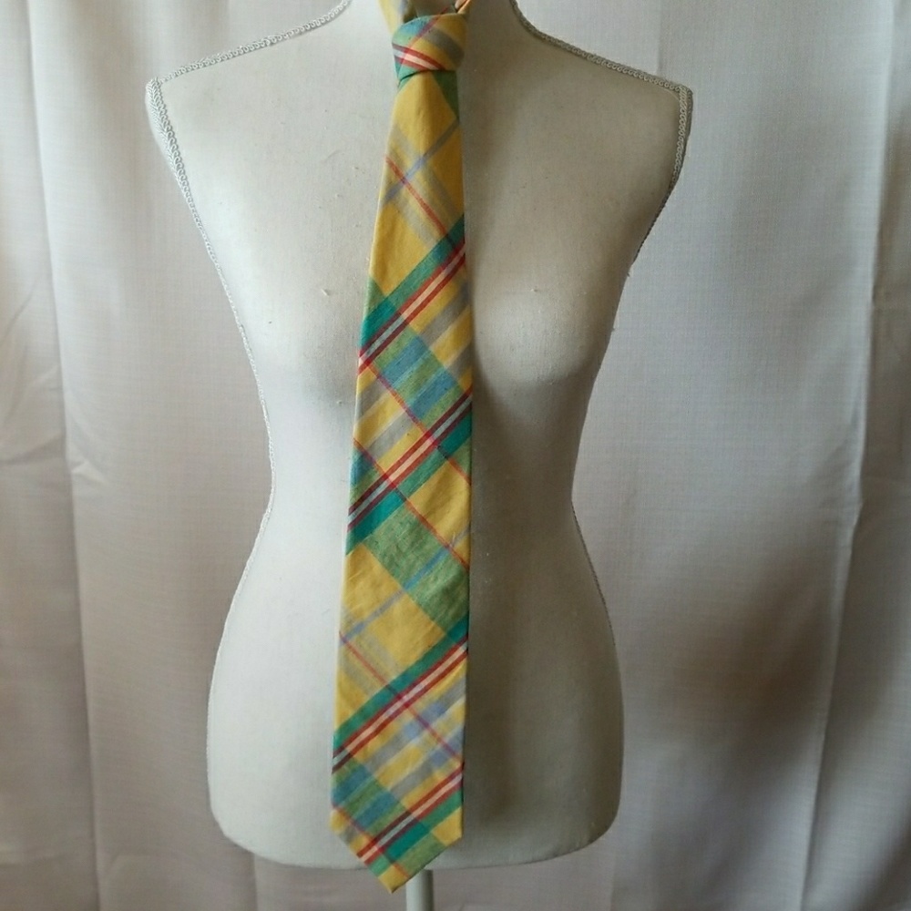 Vintage Lands' End Plaid Linen Tie for Summer!